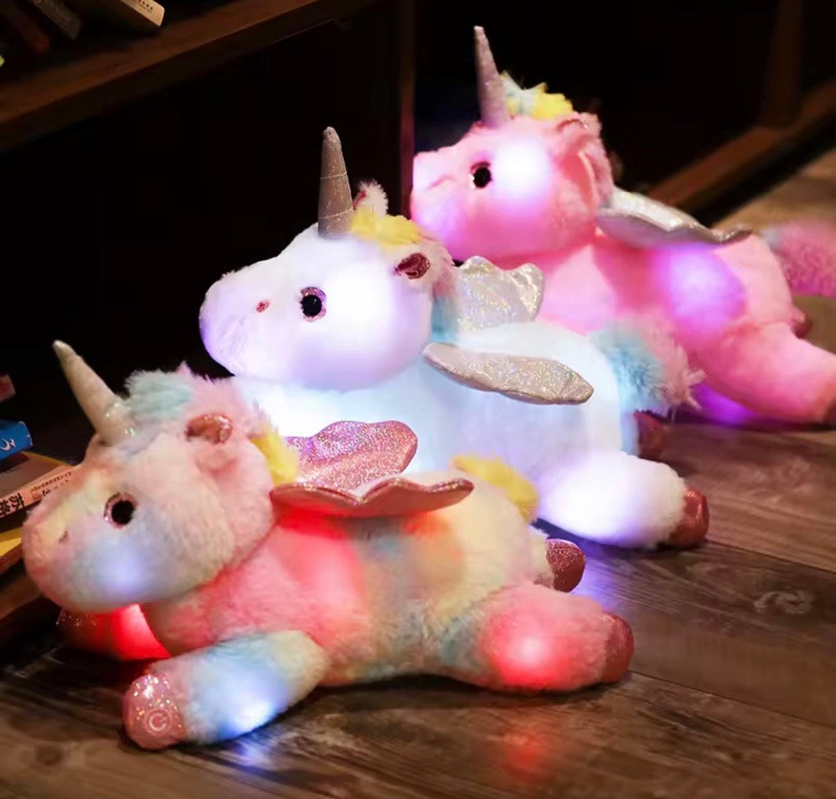 Stuffed unicorn with led-light